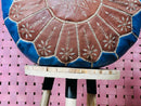 Handmade Moroccan Leather Pouf Ottoman - "20.08 x 20.08 x 12.60" inches - Blue & Brown Embroidered Floor Cushion