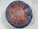 Handmade Moroccan Leather Pouf Ottoman - "20.08 x 20.08 x 12.60" inches - Blue & Brown Embroidered Floor Cushion