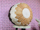 Moroccan Leather Pouf Cream & Tan | Handcrafted Round Ottoman Footstool | Berber Creamy Leather Pouffe | Perfect Floor Pouf Seat