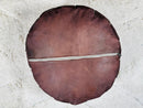 Moroccan Leather Pouf Cream & Tan | Handcrafted Round Ottoman Footstool | Berber Creamy Leather Pouffe | Perfect Floor Pouf Seat