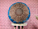Handcrafted Moroccan Leather Pouf Ottoman Footstool - Blue & Brown Genuine Leather Pouf Cover - Unique Leather Ottoman Pouf
