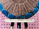 Handcrafted Moroccan Leather Pouf Ottoman Footstool - Blue & Brown Genuine Leather Pouf Cover - Unique Leather Ottoman Pouf