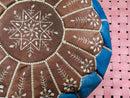 Handcrafted Moroccan Leather Pouf Ottoman Footstool - Blue & Brown Genuine Leather Pouf Cover - Unique Leather Ottoman Pouf