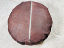 Handcrafted Moroccan Leather Pouf Ottoman | Round Tan & Brown Footstool | Moroccan Floor Cushion | Perfect for Coffee Table or Decor
