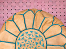 Handmade Moroccan Leather Pouf – Premium Genuine Leather Ottoman Pouf for Living Room Decor, Moroccan Style Gift