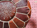 Handmade Moroccan Leather Pouf - Natural Brown Floor Pillow | Ottoman Footstool | Moroccan Decor Pouf for Bohemian Home | By 100kends