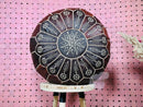 Handcrafted Dark Brown Moroccan Leather Pouf Ottoman – Round Moroccan Pouffe, Luxury Decor Pouf, Perfect for Living Room & Bedroom