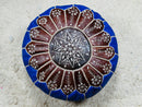 Handcrafted Moroccan Blue Leather Pouf - Ottoman Floor Cushion, Moroccan Floor Pouf, Home Decor Footstool