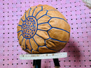 Handmade Moroccan Leather Pouf - Brown Round Ottoman Footstool - Handcrafted Living Room Pouf, Unstuffed Hassock Ottoman