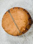 Handmade Moroccan Leather Pouf - Brown Round Ottoman Footstool - Handcrafted Living Room Pouf, Unstuffed Hassock Ottoman