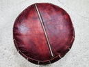 Handmade Moroccan Leather Pouf Ottoman | Brown Bohemian Pouf | Artisanal Footstool Floor Cushion