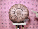 Moroccan Leather Pouf Ottoman - Neutral Round Ottoman Footstool - Leather Ottoman Pouf for Living Room Decor, Coffee Table, and Tray Holder