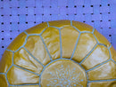 Handmade Yellow Leather Pouf - Genuine Moroccan Pouf Seat, Marrakesh Cushion, Floor Cushion Ottoman Pouf - Perfect Living Room Decor