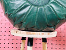 Handcrafted Moroccan Green Leather Pouf Ottoman - Elegant Round Floor Cushion, Perfect Living Room Decor
