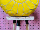 Handmade Yellow Moroccan Leather Pouf Ottoman - Round Leather Pouffe, Moroccan Ottoman, Footrest, Home Decor by 100kends