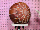 Handcrafted Moroccan Leather Pouf – Chocolate Brown Ottoman Footstool by 100kends, Round Leather Pouffe, Perfect for Boho Decor