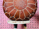 Handcrafted Moroccan Leather Pouf – Chocolate Brown Ottoman Footstool by 100kends, Round Leather Pouffe, Perfect for Boho Decor