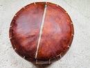Handcrafted Moroccan Leather Pouf – Chocolate Brown Ottoman Footstool by 100kends, Round Leather Pouffe, Perfect for Boho Decor
