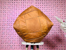 Light Brown Moroccan Leather Pouf, Handcrafted Square Ottoman, Boho Living Room Pouf, Neutral Brown Pouf Seat for Moroccan Decor