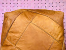 Light Brown Moroccan Leather Pouf, Handcrafted Square Ottoman, Boho Living Room Pouf, Neutral Brown Pouf Seat for Moroccan Decor