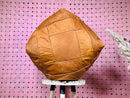 Light Brown Moroccan Leather Pouf, Handcrafted Square Ottoman, Boho Living Room Pouf, Neutral Brown Pouf Seat for Moroccan Decor