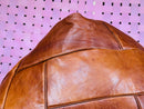 Handcrafted Moroccan Leather Pouf - Authentic Boho Ottoman, Perfect Floor Pouf, Square Leather Seat for Living Room Decor
