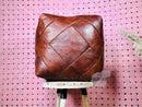 Handmade Moroccan Leather Pouf - Rustic Brown Artisan Floor Cushion, Boho Ottoman Seating for Home Decor