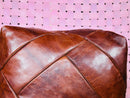 Handmade Moroccan Leather Pouf - Rustic Brown Artisan Floor Cushion, Boho Ottoman Seating for Home Decor