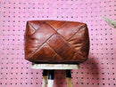 Handmade Moroccan Leather Pouf - Rustic Brown Artisan Floor Cushion, Boho Ottoman Seating for Home Decor