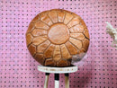 Handmade Moroccan Leather Pouffe | Tan Brown Leather Ottoman Footstool | Organic Moroccan Pouf | Handmade Leather Pouf | Poufs by 100kends