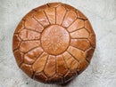 Handmade Moroccan Leather Pouffe | Tan Brown Leather Ottoman Footstool | Organic Moroccan Pouf | Handmade Leather Pouf | Poufs by 100kends