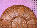 Hand-Stitched Moroccan Leather Pouf Ottoman - Authentic Artisan Floor Seating, Boho Chic Luxury Pouf, Leather Footrest for Home Decor