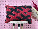 Handmade Moroccan Kilim Pillow Cover 16x24 – Bohemian Cushion for Living Room, Meditation, or Outdoor – Red & Black Wool Throw Pillow