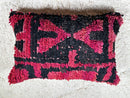 Handcrafted Moroccan Wool Pillow Cover - Red & Black Wool Cushion Cover - Decorative Throw Pillow - Wool Sofa Pillow 16x24 inches