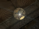 Moroccan Brass Pendant Light - Handmade Shadow Lamp with Pierced Brass Design, Boho Lighting for Ceiling or Hanging Decor