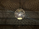 Moroccan Brass Pendant Light - Handmade Shadow Lamp with Pierced Brass Design, Boho Lighting for Ceiling or Hanging Decor
