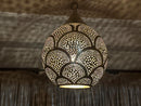 Moroccan Brass Pendant Light - Handmade Shadow Lamp with Pierced Brass Design, Boho Lighting for Ceiling or Hanging Decor