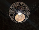 Moroccan Brass Pendant Light - Handmade Shadow Lamp with Pierced Brass Design, Boho Lighting for Ceiling or Hanging Decor