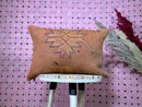 Handmade Moroccan Pillow Cover - Brown Wool Cushion with Tribal Geometric Design - Rustic Boho Pillowcase - 14x20 Inches