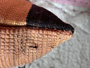 Handmade Moroccan Pillow Cover - Brown Wool Cushion with Tribal Geometric Design - Rustic Boho Pillowcase - 14x20 Inches
