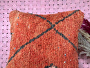 Handcrafted Moroccan Pillow – Wool Cushion Cover in Vibrant Red and Pink with Unique Patterns – 18 x 20 Inches – Boho Decor