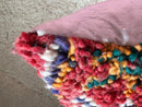 Handmade Moroccan Wool Pillow Cover, 17x28 Inches, Red & Multicolor Kilim Design, Farmhouse Lumber Bolster Pillow for Armchair and Bedding