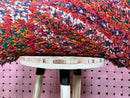Handmade Moroccan Wool Pillow Cover, 17x28 Inches, Red & Multicolor Kilim Design, Farmhouse Lumber Bolster Pillow for Armchair and Bedding