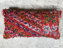 Handmade Moroccan Wool Pillow Cover, 17x28 Inches, Red & Multicolor Kilim Design, Farmhouse Lumber Bolster Pillow for Armchair and Bedding