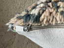 Handcrafted Wool Throw Pillow, white-Brown wool Pillow, 21 x 14, Rustic Wool Cushion, Perfect for Country Décor & Winter Comfort