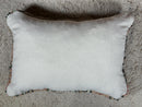 Handcrafted Wool Throw Pillow, white-Brown wool Pillow, 21 x 14, Rustic Wool Cushion, Perfect for Country Décor & Winter Comfort