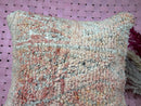 Rustic Moroccan Wool Pillow - Beige Boho Throw Pillow Cover - Woven Cushion 19x20 Inches - Decorative Textured Wool Cushion