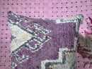 Handmade Moroccan Pillow - 20x20 Inches Purple Wool Throw Pillow, Boho Rustic Decor, Artisan Cushion for Bright Homes