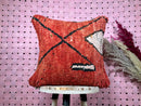 Handmade Red Wool Moroccan Pillow – 18x20 Decorative Kilim Throw, Berber-Style Geometric Cushion, Red Boho Shaggy Pillow