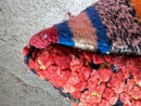 Handmade Red Wool Moroccan Pillow – 18x20 Decorative Kilim Throw, Berber-Style Geometric Cushion, Red Boho Shaggy Pillow